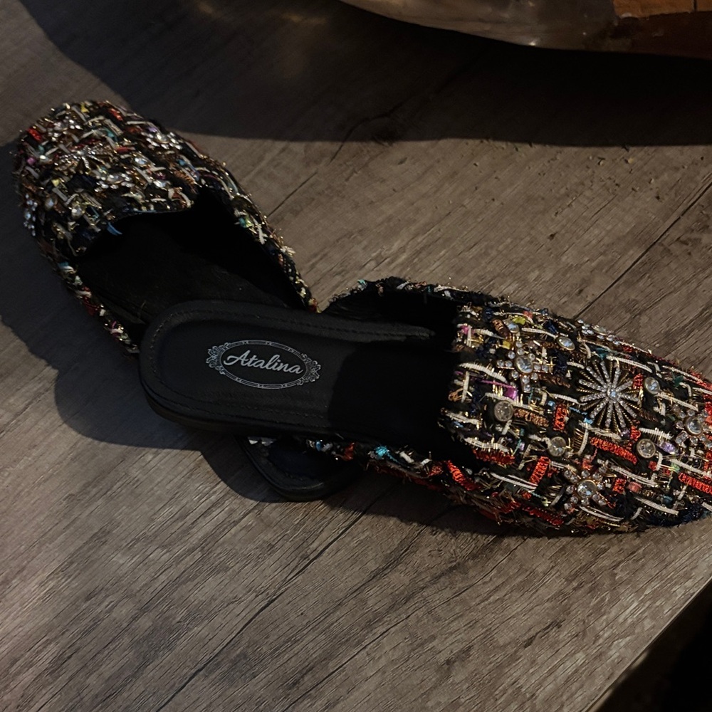 Atalina  Women's Black and Multicolor Loafers